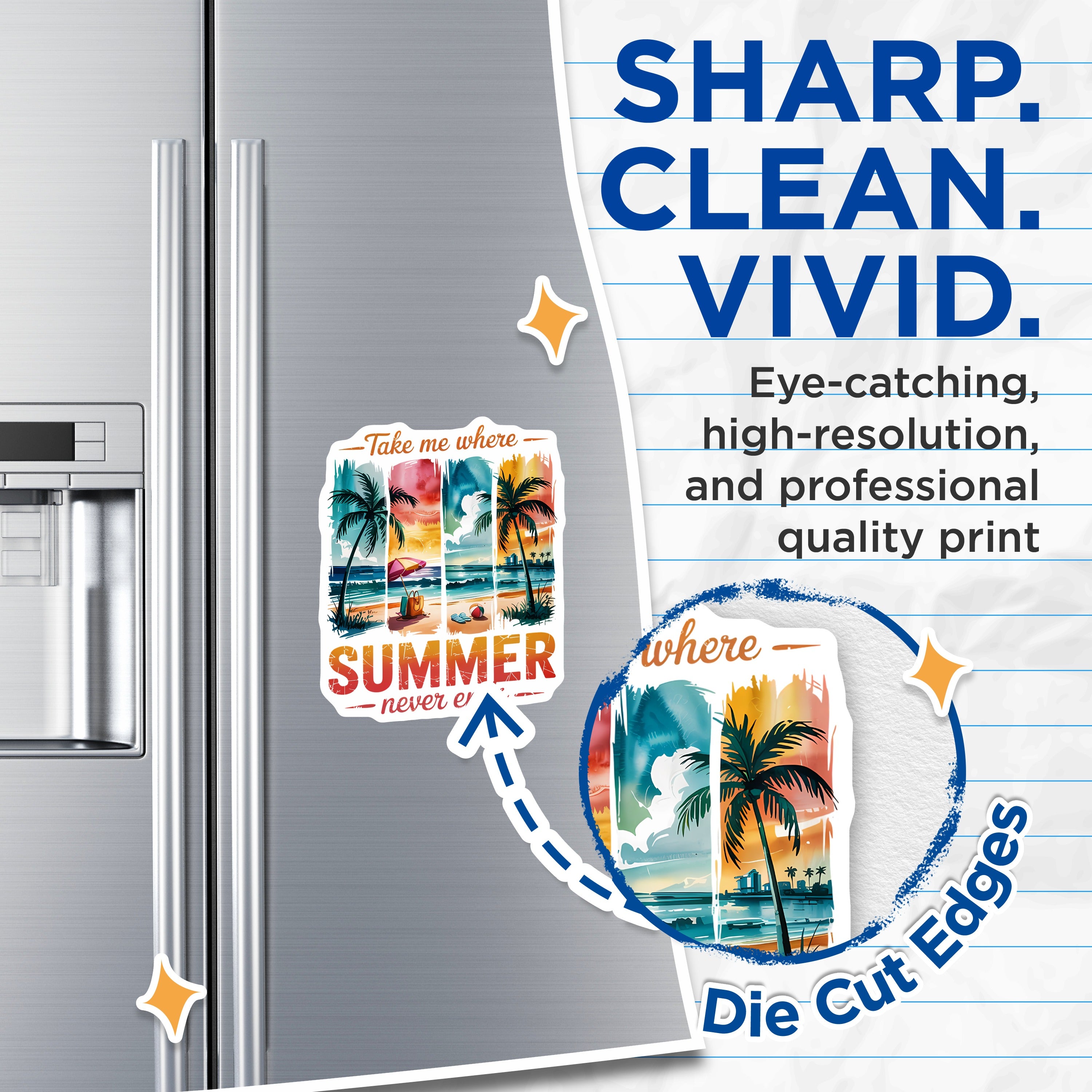 (2 Pack) Endless Summer Beach Magnets - Tropical Vacation Refrigerator Decor - Wanderlust Travel Vibes - 5 Inches On Longest Side - Thick Durable Magnet - Made in USA - MAG36205