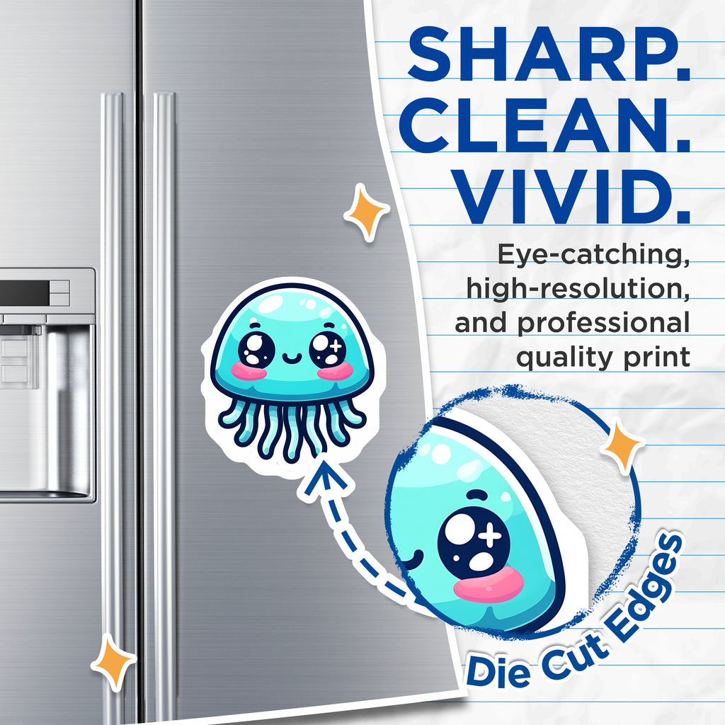 (2 Pack) Kawaii Jellyfish Magnets - Cute Ocean Creature Fridge Locker Decor - Aesthetic Sea Animal Art - 5 Inches On Longest Side - Thick Durable Magnet - Made in USA - MAG37908