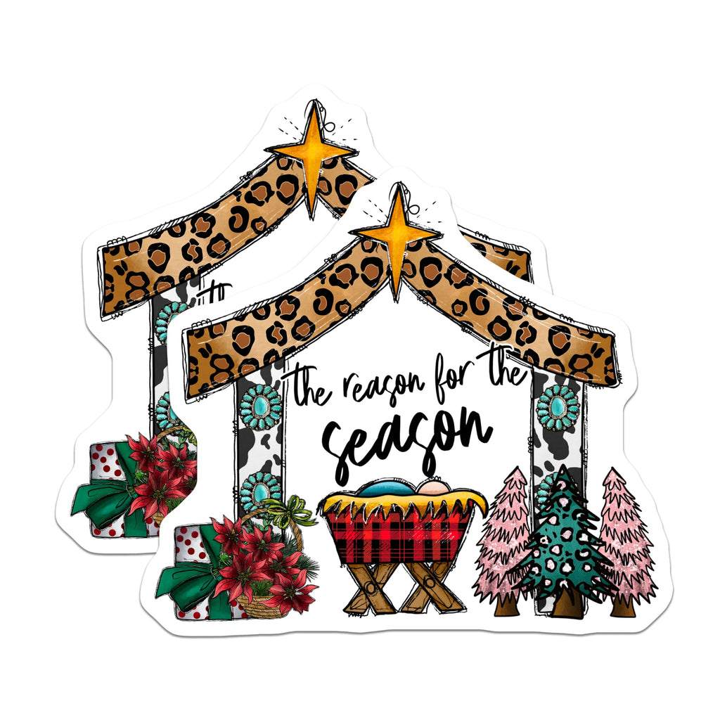 (2 Pack) Western Christmas Nativity Magnets - Reason for Season - Christian Holiday Decor - 5 Inches On Longest Side - Thick Durable Magnet - Made in USA - MAG29139