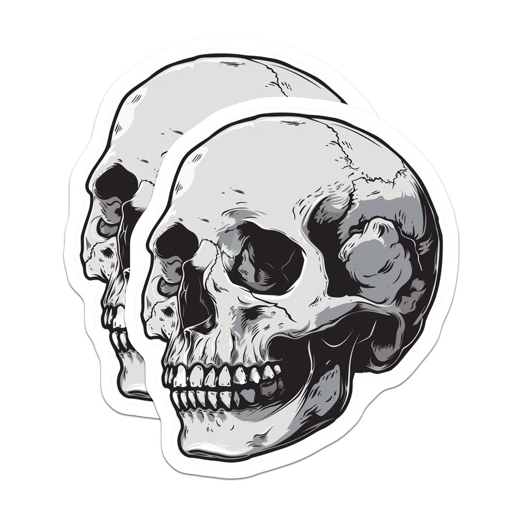 (2 Pack) Skull Magnets - Goth Decor - Edgy Skeleton Art - Halloween Refrigerator Accent - 5 Inches On Longest Side - Thick Durable Magnet - Made in USA - MAG38668