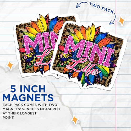 (2 Pack) Mini Life Magnets - Colorful Sunflower - Inspirational Decor - Vibrant Kitchen Magnets - 5" On Longest Side - for Cars, Fridges, Toolboxes - Made in USA - MAG5620