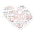 (2 Pack) Mom Heart Word Art Stickers - Positive Affirmations - Mother Appreciation Stickers - 5" On Longest Side - Sticks to Smooth Flat Surfaces - Made in USA - BMCS7202