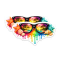 (2 Pack) Beach Sunset Sunglasses Magnets - Tropical Summer Vacation - Colorful Ocean Art - 5 Inches On Longest Side - Thick Durable Magnet - Made in USA - MAG36091