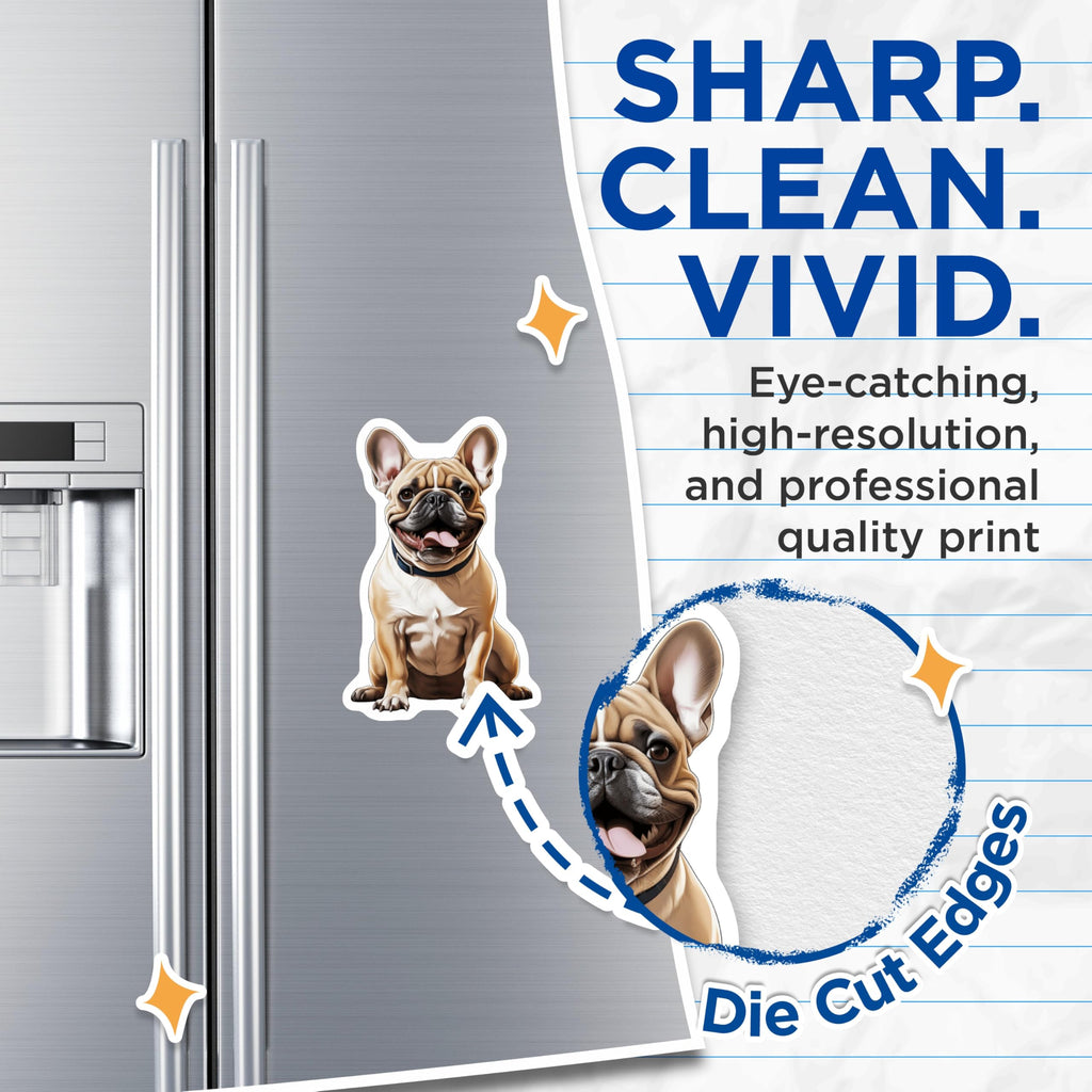 (2 Pack) French Bulldog Magnets - Smiling Frenchie Dog Lover Accessory - Canine Puppy Refrigerator Locker Magnets - 5 Inches On Longest Side - Thick Durable Magnet - Made in USA - MAG24267
