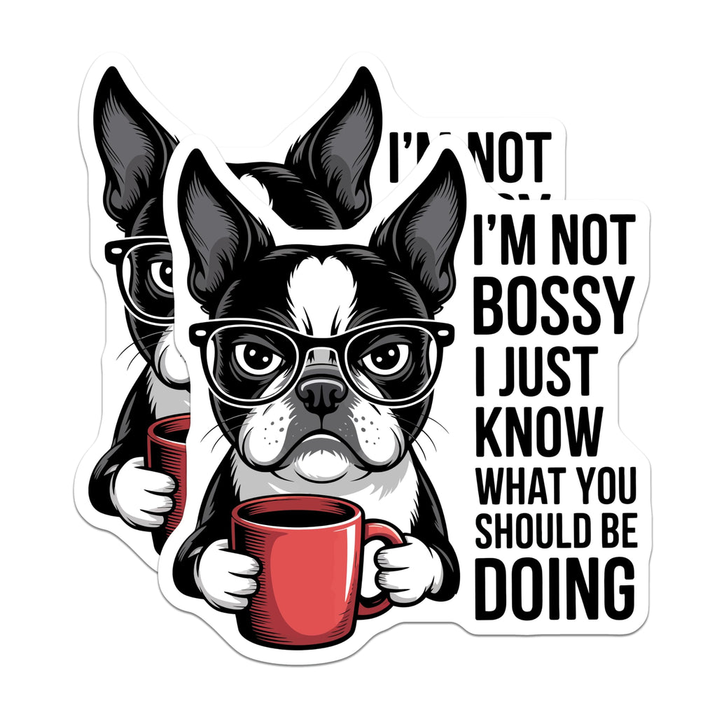 (2 Pack) Boston Terrier Magnets - Funny Dog Mom Dad Boss Quote - Coffee Drinker Humor Decor - Refrigerator Fridge Magnet - 5 Inches On Longest Side - Thick Durable Magnet - Made in USA - MAG22496