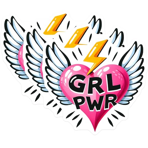 (3 Pack) Girl Power Decals - Feminist Stickers - Empowering Woman Decals - 3 Inches On Longest Side - Easy Peel & Apply - Made in USA - 3MCS7112