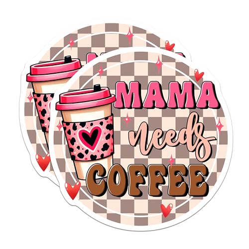 (2 Pack) Mama Needs Coffee Magnets - Fun Kitchen Decor - Heart Decorations - Coffee Lover Gifts - 5" On Longest Side - for Cars, Fridges, Toolboxes - Made in USA - MAG7539