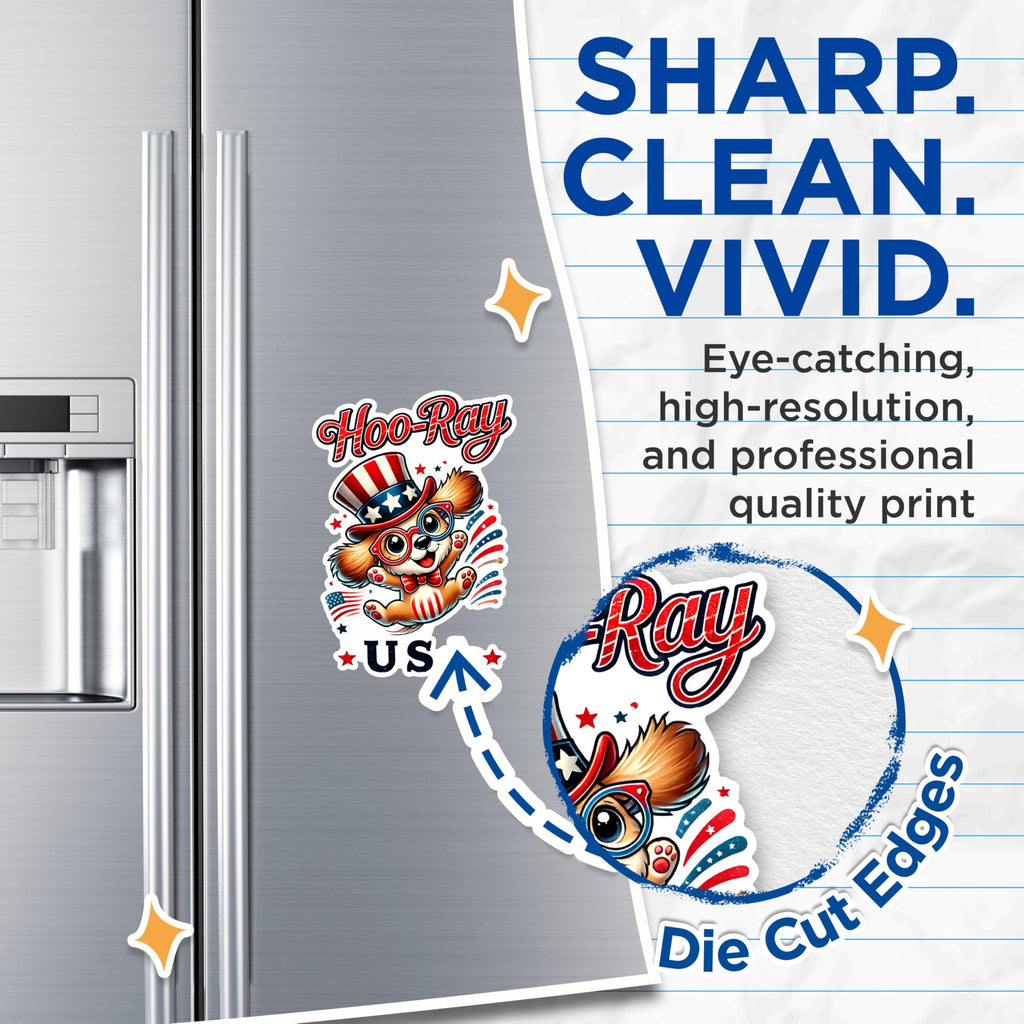 (2 Pack) Hoo-Ray USA Magnets - Patriotic Dog Magnets - American Celebration Magnets- 5" On Longest Side - for Fridges, Toolboxes, Cars - Made in USA - MAG2722