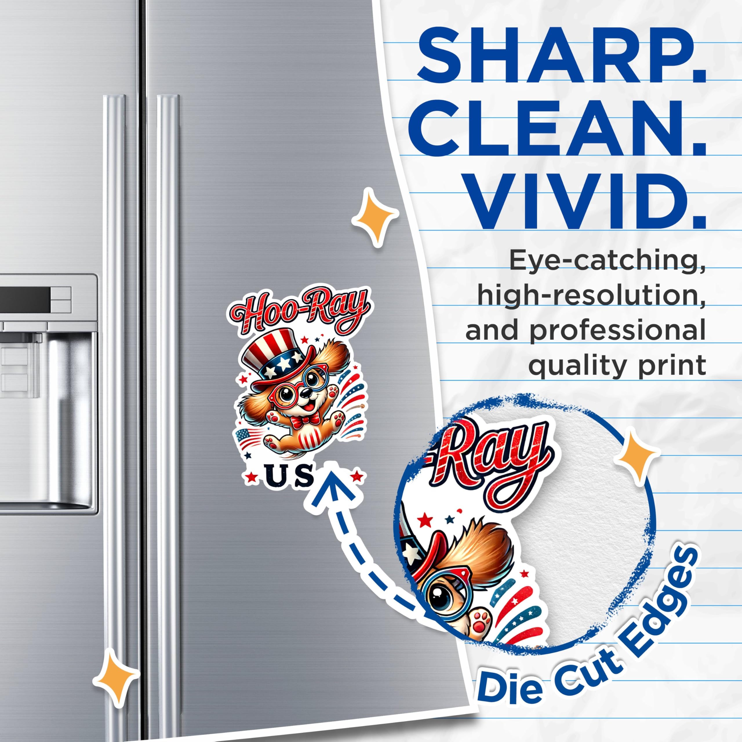 (2 Pack) Hoo-Ray USA Magnets - Patriotic Dog Magnets - American Celebration Magnets- 5" On Longest Side - for Fridges, Toolboxes, Cars - Made in USA - MAG2722