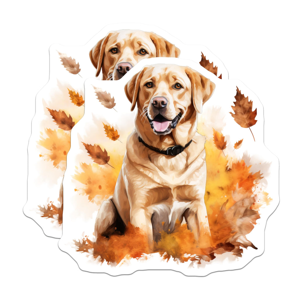 (2 Pack) Golden Labrador Magnets - Smiling Dog Fall Decor - Autumn Pet Lover Accent for Fridge - 5 Inches On Longest Side - Thick Durable Magnet - Made in USA - MAG28550