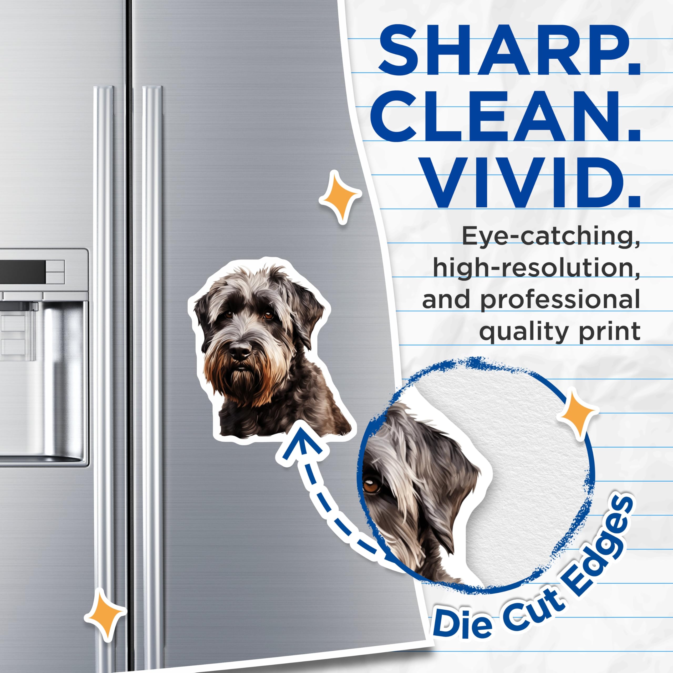 (2 Pack) Schnauzer Dog Magnets - Pet Lover Decor - Dog Mom Dad Accessories - Terrier Breed Art Refrigerator Magnets - 5 Inches On Longest Side - Thick Durable Magnet - Made in USA - MAG29210