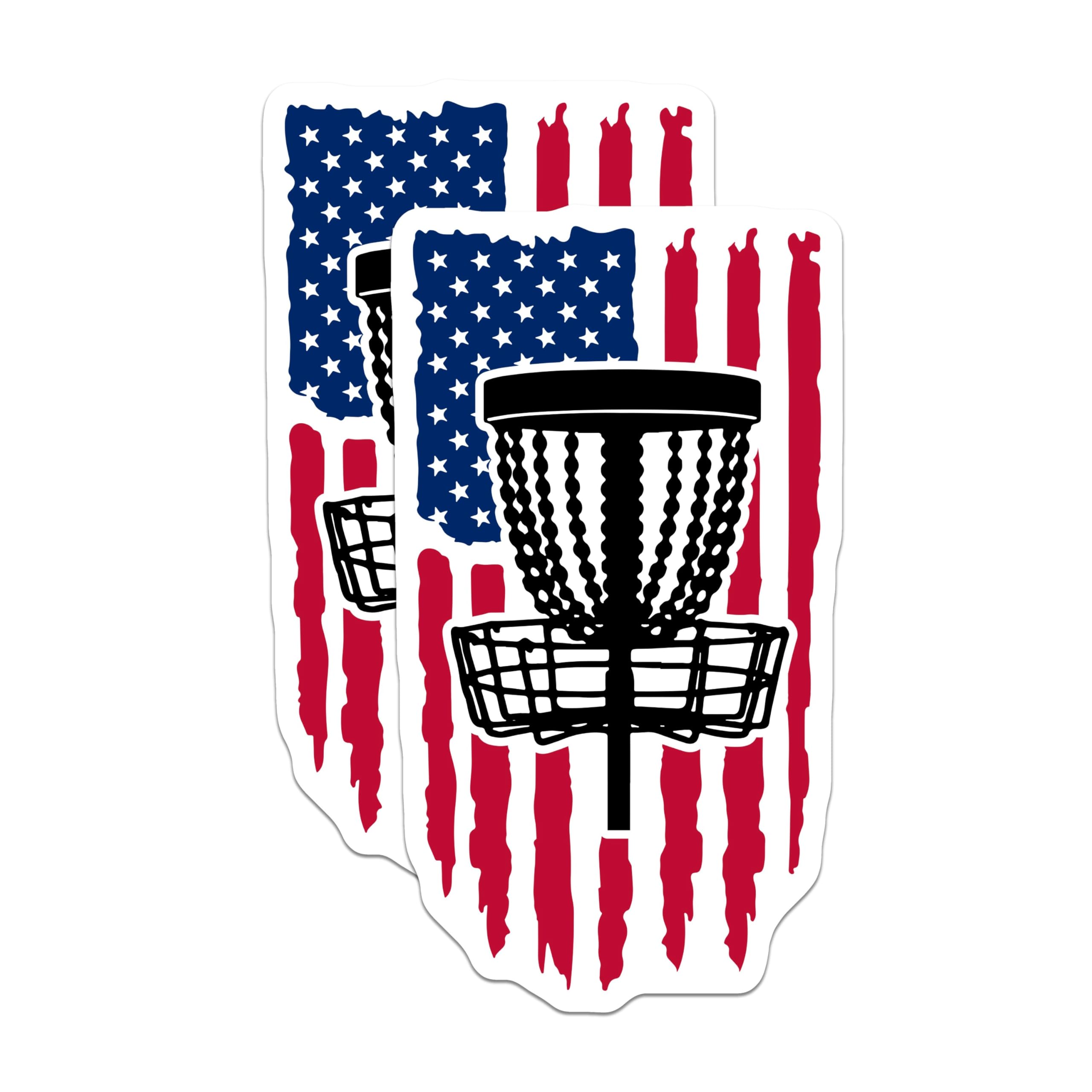 (2 Pack) American Flag Disc Golf Magnets - Unique Fridge ation - Disc Golf Accessories - 5" On Longest Side - for Cars, Fridges, Toolboxes - Made in USA - MAG3977