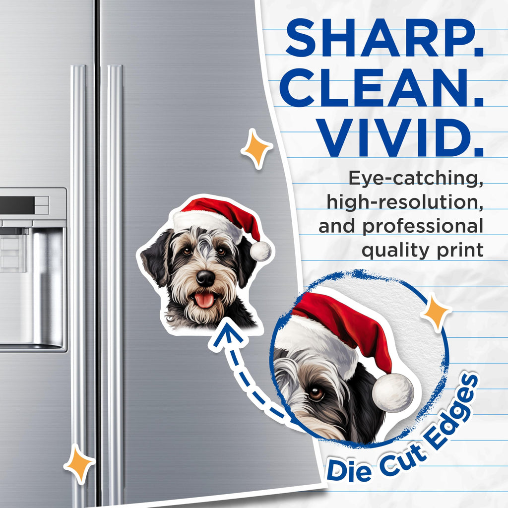 (2 Pack) Christmas Schnauzer Magnets - Santa Dog Holiday Decor - Festive Pet Refrigerator Art - 5 Inches On Longest Side - Thick Durable Magnet - Made in USA - MAG23428