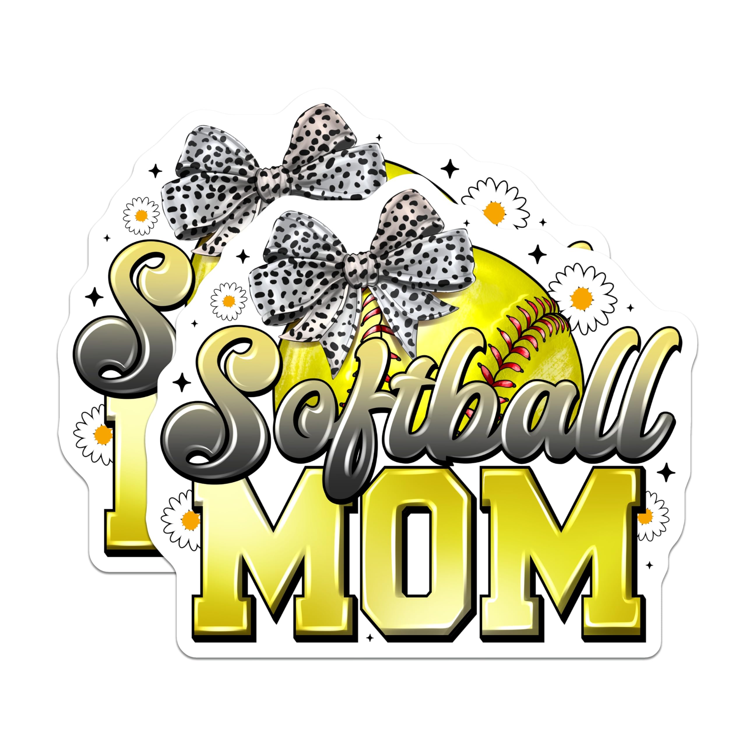 (2 Pack) Softball Mom Magnets - Team Mom Decor - Game Day Support - 5 Inches On Longest Side - Thick Durable Magnet - Made in USA - MAG26017