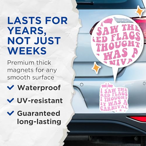 (2 Pack) Red Flags Magnets Magnets - Funny Quote - Sarcastic Humor - 5" On Longest Side - Made in USA - Sticks to Refrigerators & Metal Surfaces - MAG8488