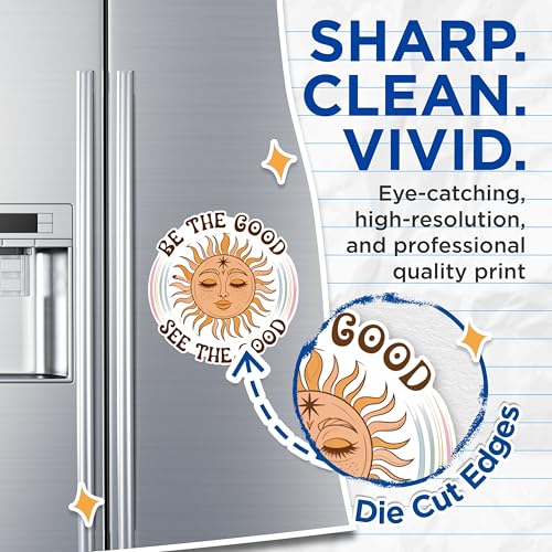 (2 Pack) Be The Good See The Good Magnets - Sun Face Magnets - Inspirational Quote Magnets - Positive Vibes Magnets- 5" On Longest Side - for Fridges, Toolboxes, Cars - Made in USA - MAG2549