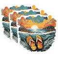 (3 Pack) Beach Scenery Decals - Flip Flops Art - Vacation Vibes Stickers - 3 Inches On Longest Side - Easy Peel & Apply - Made in USA - 3MCS8086
