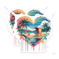 (2 Pack) Tropical Beach Magnets - Retro Sunset Ocean Scene - Aesthetic Vacation Vibe - Refrigerator Decoration - 5 Inches On Longest Side - Thick Durable Magnet - Made in USA - MAG27992