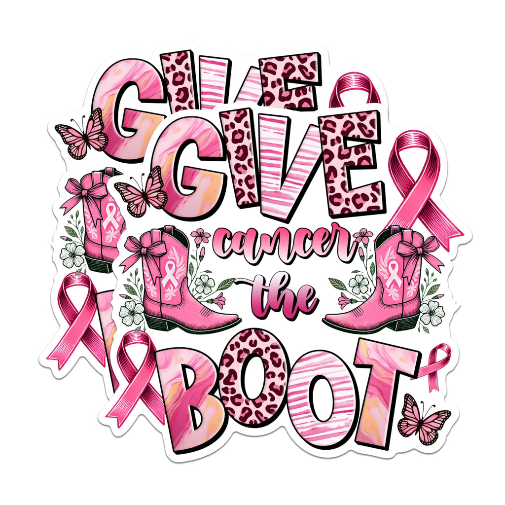(2 Packs) Give Cancer The Boot Magnets - Breast Cancer Awareness Magnets - 5 Inches On Longest Side - Premium Magnet - for Fridges, Toolboxes, Cars - Made in USA - MAG2434
