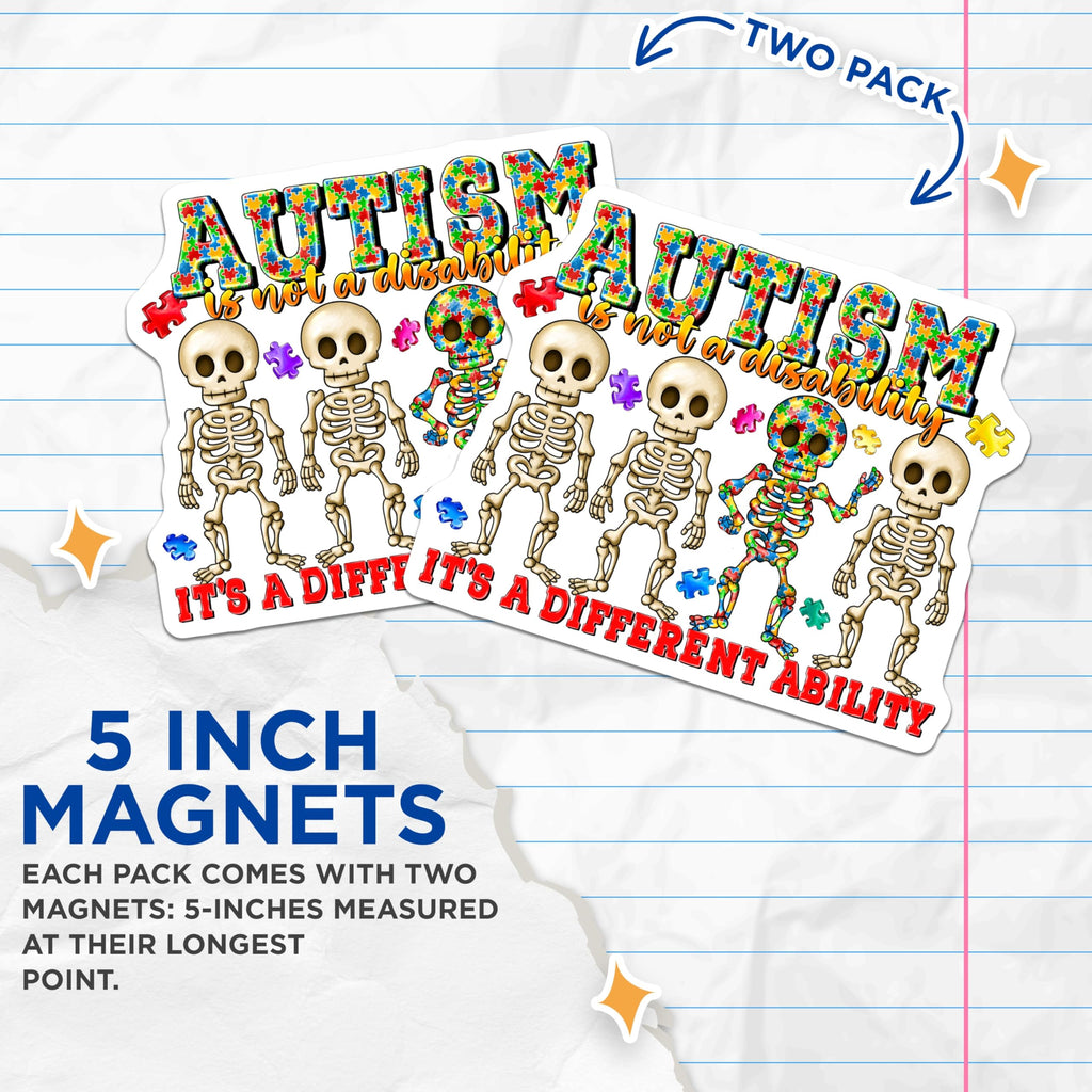 (2 Pack) Autism Acceptance Magnets - Neurodiversity Awareness Art - Different Ability Support - 5 Inches On Longest Side - Thick Durable Magnet - Made in USA - MAG27353