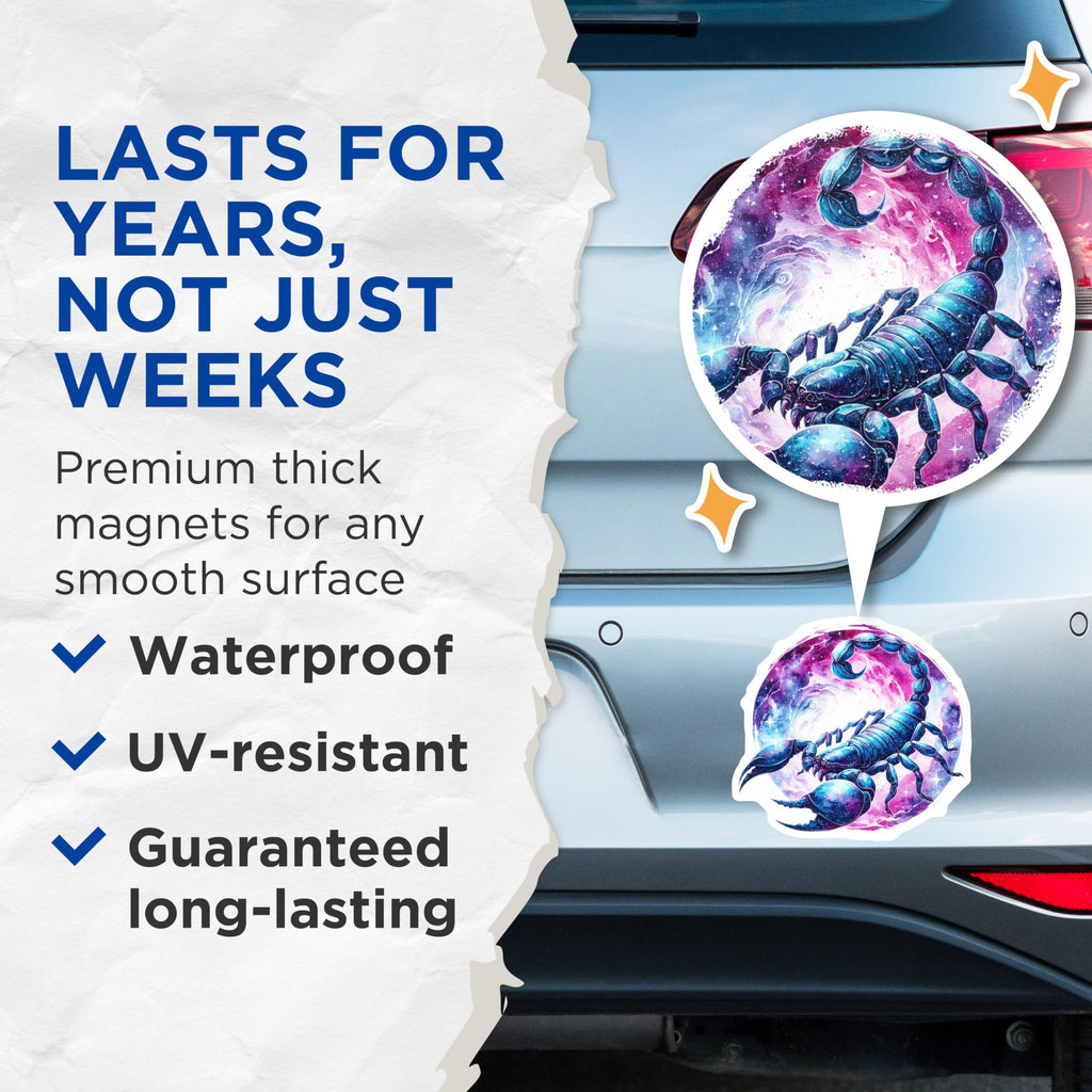 (2 Pack) Scorpio Zodiac Magnets - Constellation Art - Galaxy Home Decor - 5" On Longest Side - Premium Magnet - for Cars, Refrigerators, Toolboxes, Lockers - Made in USA - MAG15828