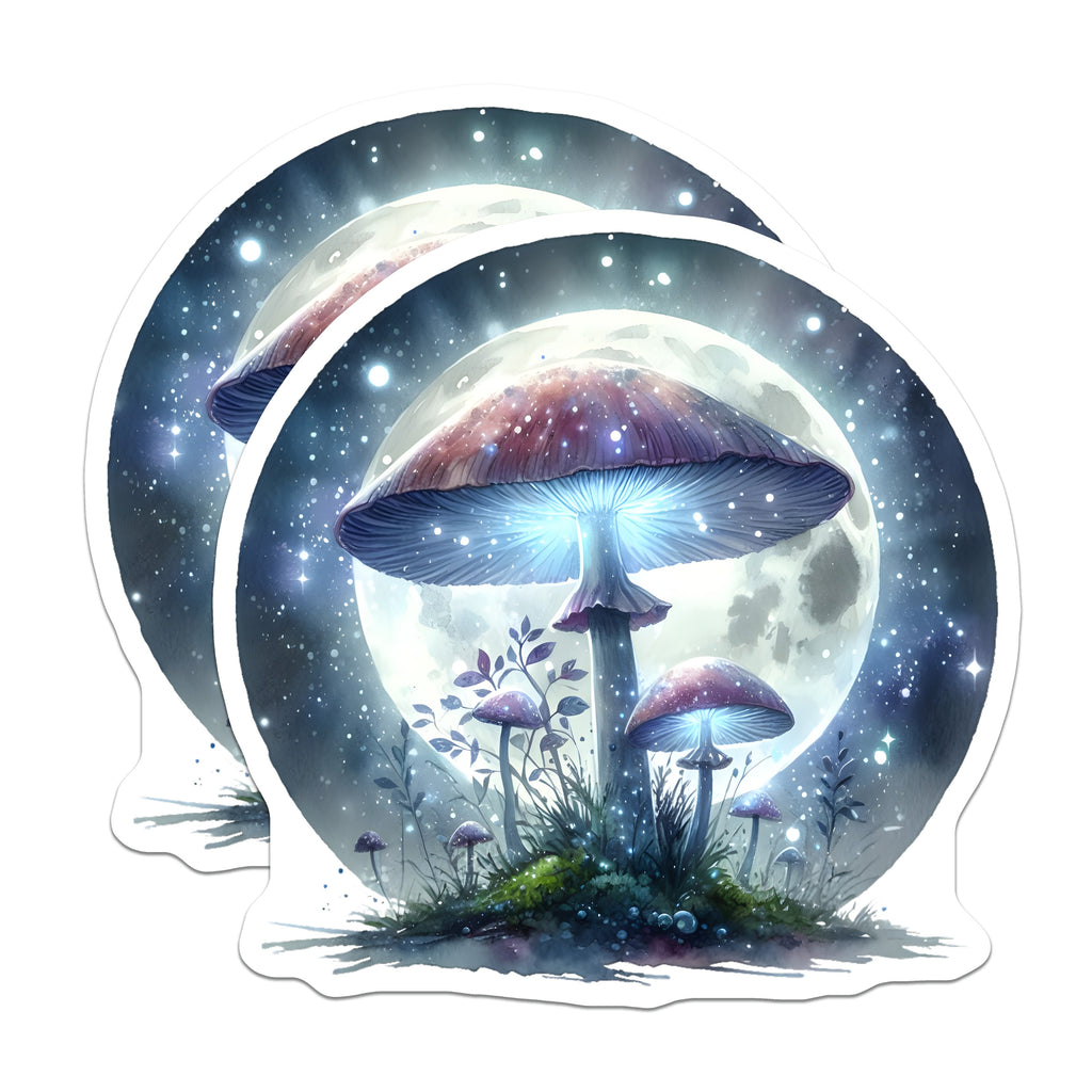 (2 Pack) Luminous Mushroom Magnets - Enchanted Forest Decor - Celestial Art Fridge Accent - 5 Inches On Longest Side - Thick Durable Magnet - Made in USA - MAG37870