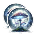 (2 Pack) Luminous Mushroom Magnets - Enchanted Forest Decor - Celestial Art Fridge Accent - 5 Inches On Longest Side - Thick Durable Magnet - Made in USA - MAG37870