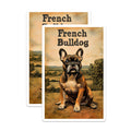 (2 Pack) French Bulldog Magnets - Adorable Frenchie Dog Breed Display - Vintage Countryside Canine Art Fridge Accessory - 5 Inches On Longest Side - Thick Durable Magnet - Made in USA - MAG22177