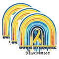 (3 Pack) Down Syndrome Decals - Awareness Rainbow - Trisomy 21 Support - 3 Inches On Longest Side - Easy Peel & Apply - Made in USA - 3MCS6968