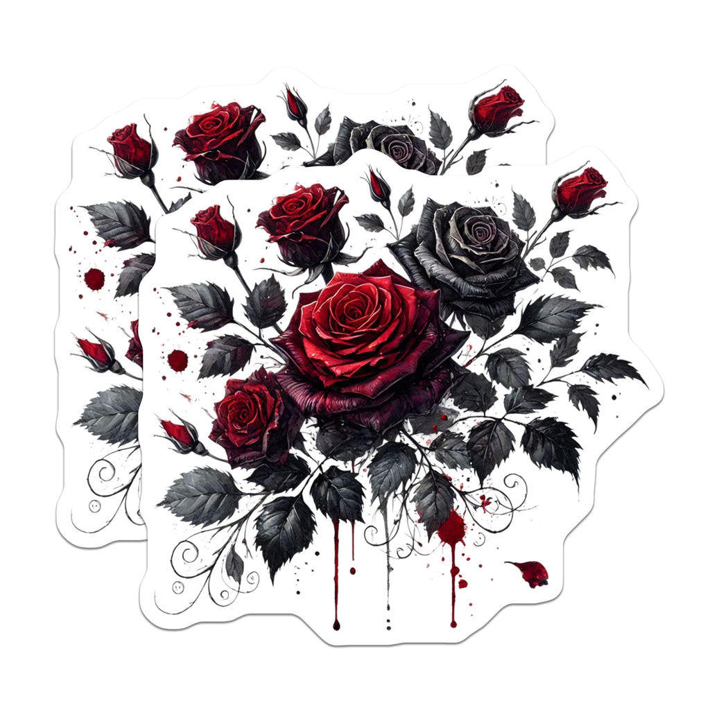 (2 Pack) Gothic Roses Magnets - Dark Floral Art - Red And Black Rose Bouquet Fridge Magnets - 5" On Longest Side - Premium Magnet - for Cars, Refrigerators, Toolboxes, Lockers - Made in USA - MAG15743