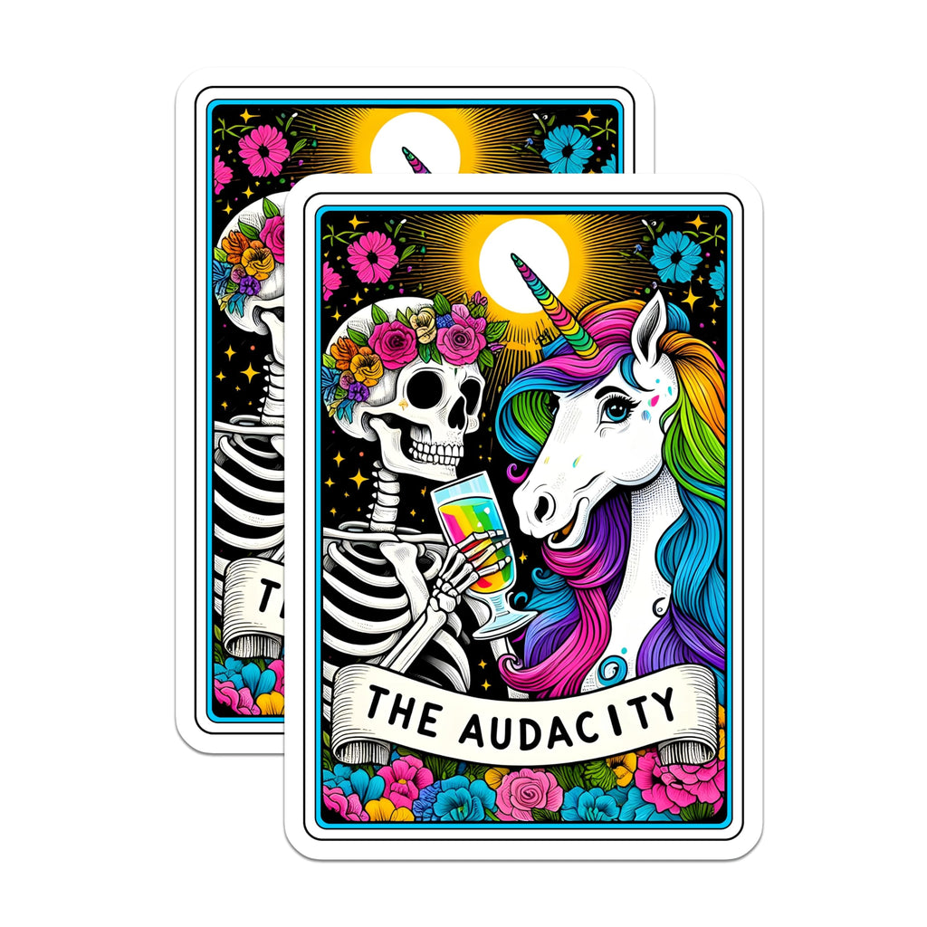 (2 Pack) Skeleton Unicorn Magnets - Funny Sarcastic Quote Decor - Audacity Fantasy Kitchen Accessory - 5 Inches On Longest Side - Thick Durable Magnet - Made in USA - MAG28554