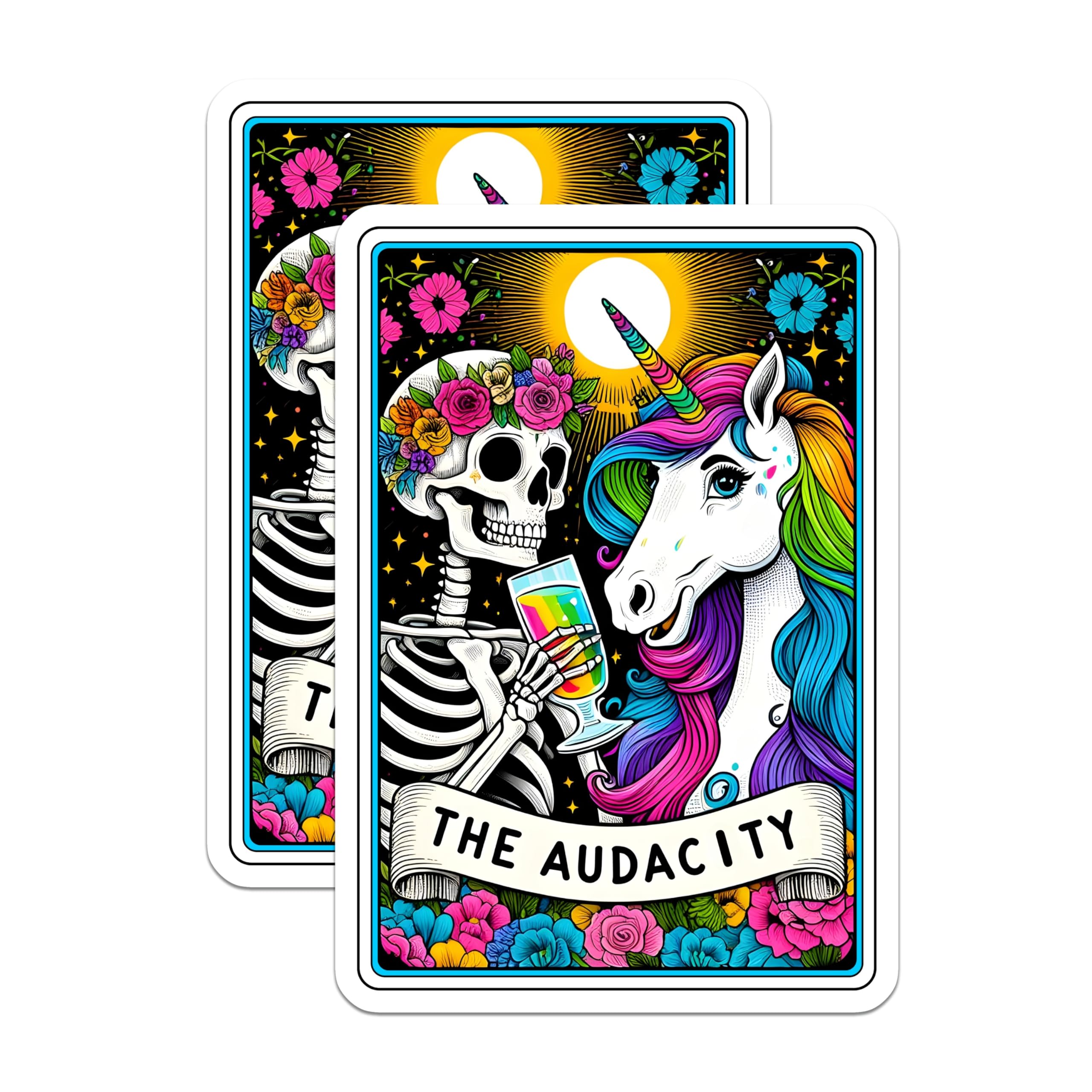 (2 Pack) Skeleton Unicorn Magnets - Funny Sarcastic Quote Decor - Audacity Fantasy Kitchen Accessory - 5 Inches On Longest Side - Thick Durable Magnet - Made in USA - MAG28554