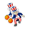 (2 Pack) Uncle Sam Basketball Magnets - Patriotic Sports Fan Decor - 4th of July Appliance - 5 Inches On Longest Side - Thick Durable Magnet - Made in USA - MAG28265
