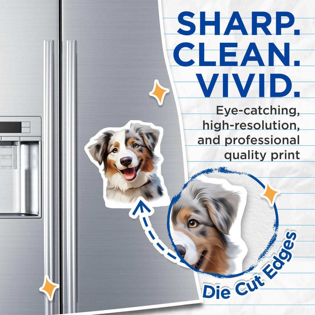 (2 Pack) Australian Shepherd Magnets - Aussie Dog Mom Present - Happy Dog Pet Lover Decor - 5 Inches On Longest Side - Thick Durable Magnet - Made in USA - MAG29920