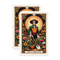 (2 Pack) Skeleton Gardener Magnets - Tarot Card Style Art - Macabre Botanical Decor - Whimsical Garden Skull Art - 5 Inches On Longest Side - Thick Durable Magnet - Made in USA - MAG20241