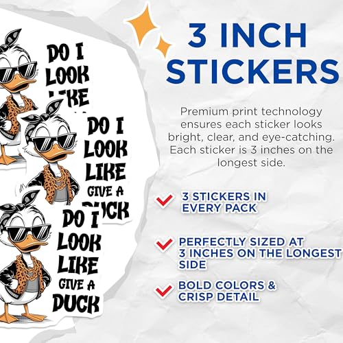 (3 Pack) Funny Duck Decals - Gangster Duck - Sarcastic Duck Sticker - 3 Inches On Longest Side - Easy Peel & Apply - Made in USA - 3MCS8481