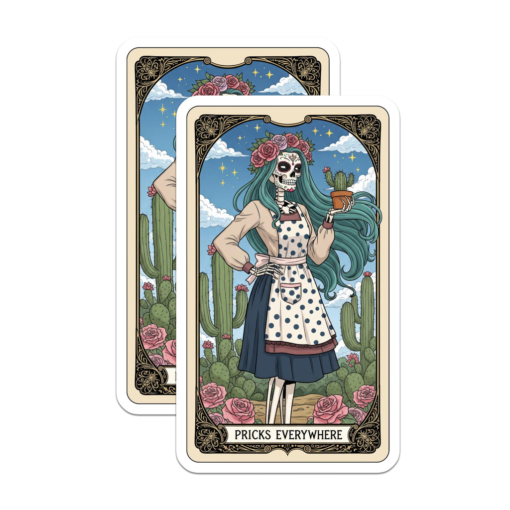(2 Pack) Skeleton Tarot Magnets - Pricks Everywhere - Humorous Cactus Magnets - 5" On Longest Side - Premium Magnet - for Cars, Refrigerators, Toolboxes, Lockers - Made in USA - MAG15322