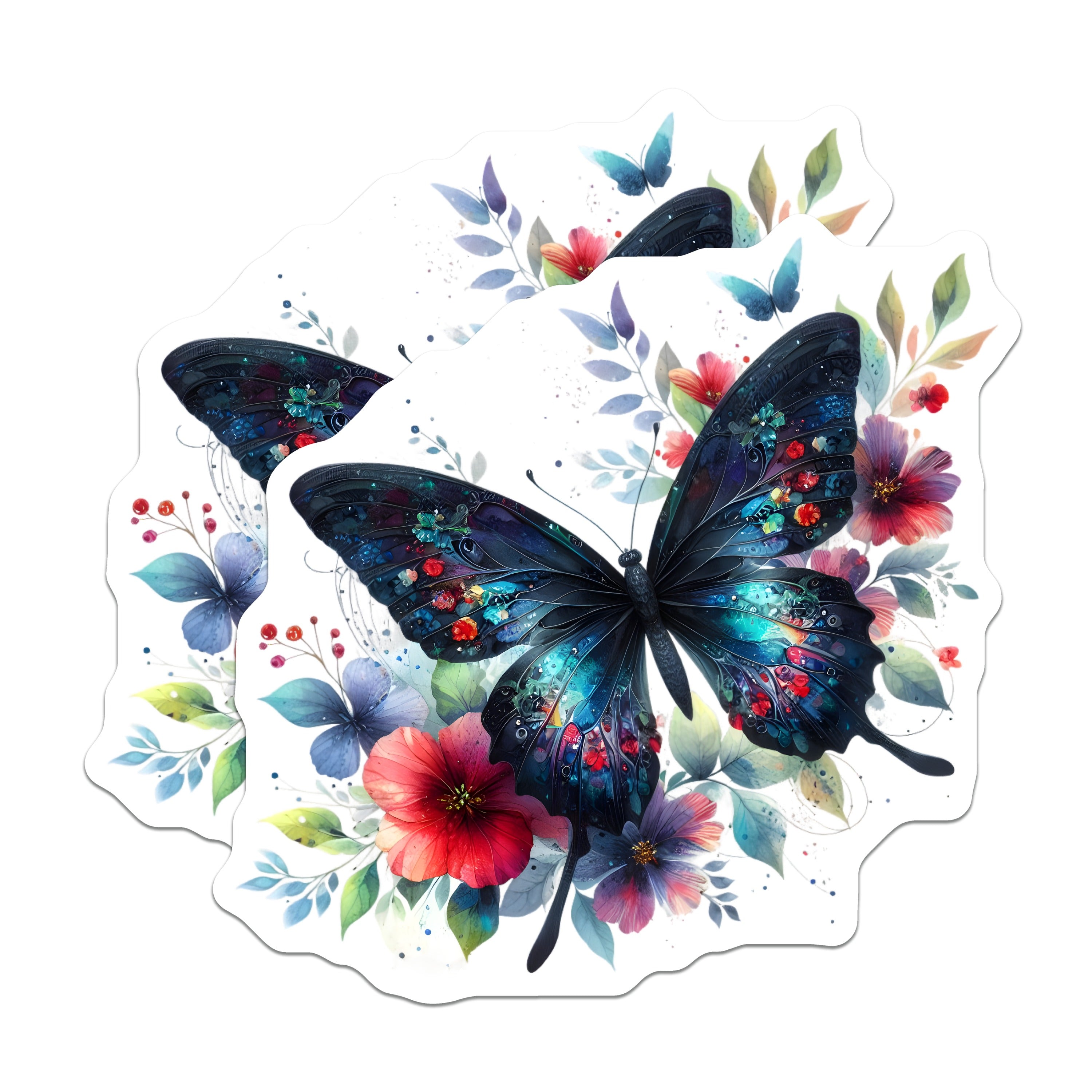 (2 Pack) Mystical Butterfly Magnets - Dark Floral Decor - Enchanted Garden Art Refrigerator - 5 Inches On Longest Side - Thick Durable Magnet - Made in USA - MAG37264