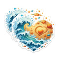 (2 Pack) Ocean Beach Heart Magnets - Waves Starfish Seashell Fridge Decor - Summer Coastal Love Kitchen Magnets - 5 Inches On Longest Side - Thick Durable Magnet - Made in USA - MAG19824