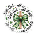 (2 Pack) with God All Things Possible Magnets - Matthew 19:26 Scripture Cross - Shamrock Faith Decor - 5 Inches On Longest Side - Thick Durable Magnet - Made in USA - MAG19823