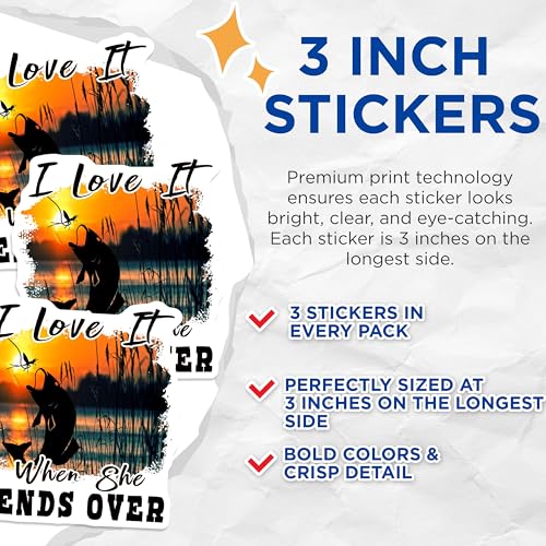 (3 Pack) Fishing Decals - Fishing Humor - Fishing Rod Decals - 3 Inches On Longest Side - Easy Peel & Apply - Made in USA - 3MCS4399