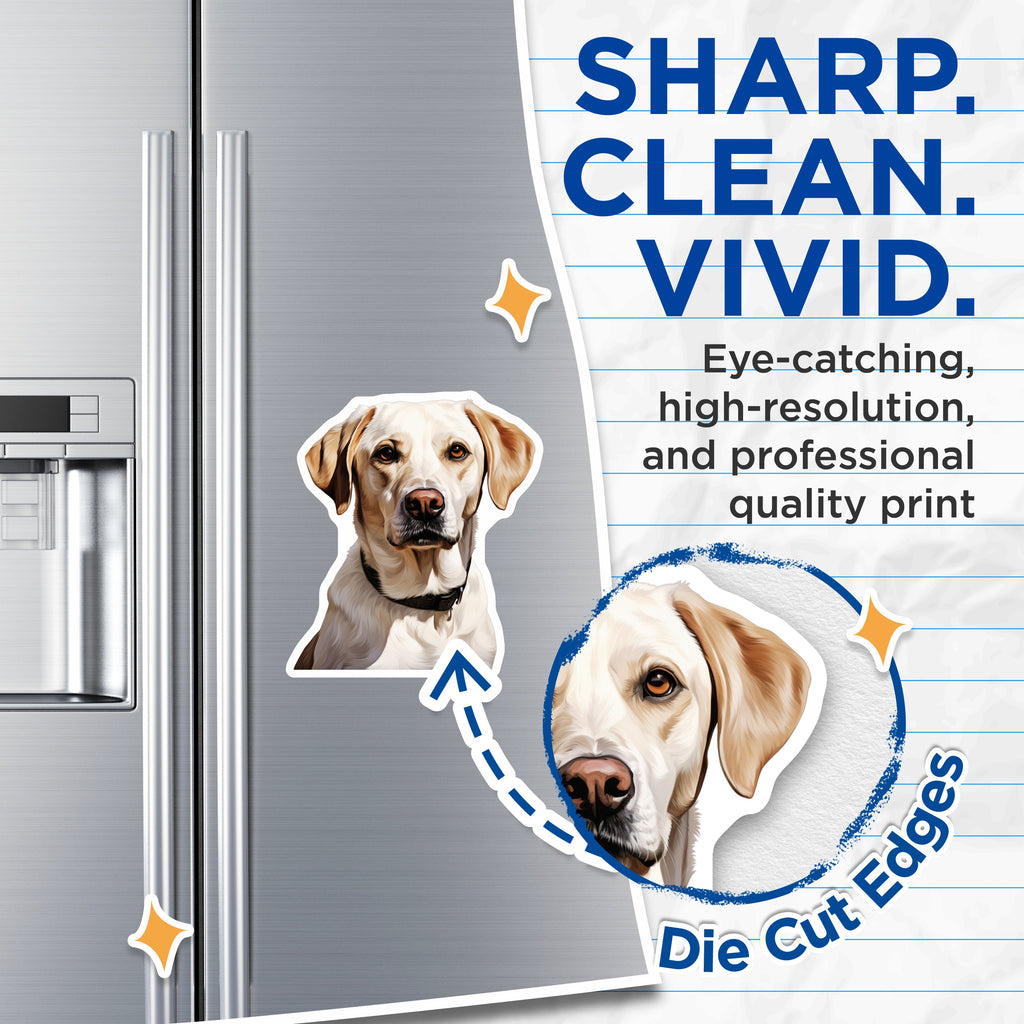 (2 Pack) Yellow Lab Dog Magnets - Labrador Retriever Decor - Pet Lover Refrigerator - 5 Inches On Longest Side - Thick Durable Magnet - Made in USA - MAG36862