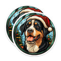 (2 Pack) Bernese Mountain Dog Christmas Magnets - Santa Hat Winter Dog Art - Pet Lover Fridge Decor - 5 Inches On Longest Side - Thick Durable Magnet - Made in USA - MAG30029