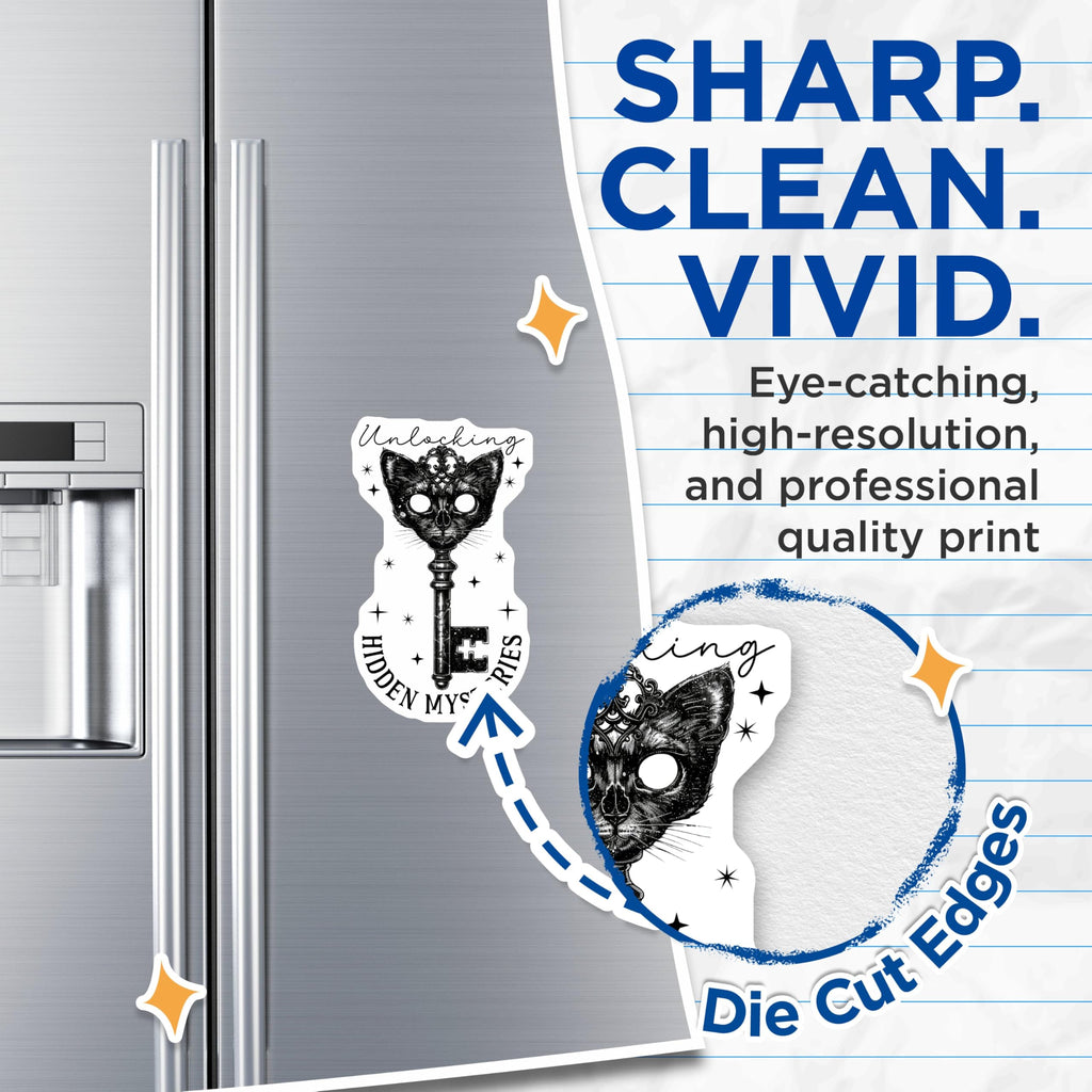 (2 Pack) Cat Key Magnets - Unlocking Mysteries Magnets - Gothic Decorative Art Magnets - 5" On Longest Side - for Cars, Refrigerators, Toolboxes, Lockers - Made in USA MAG3601