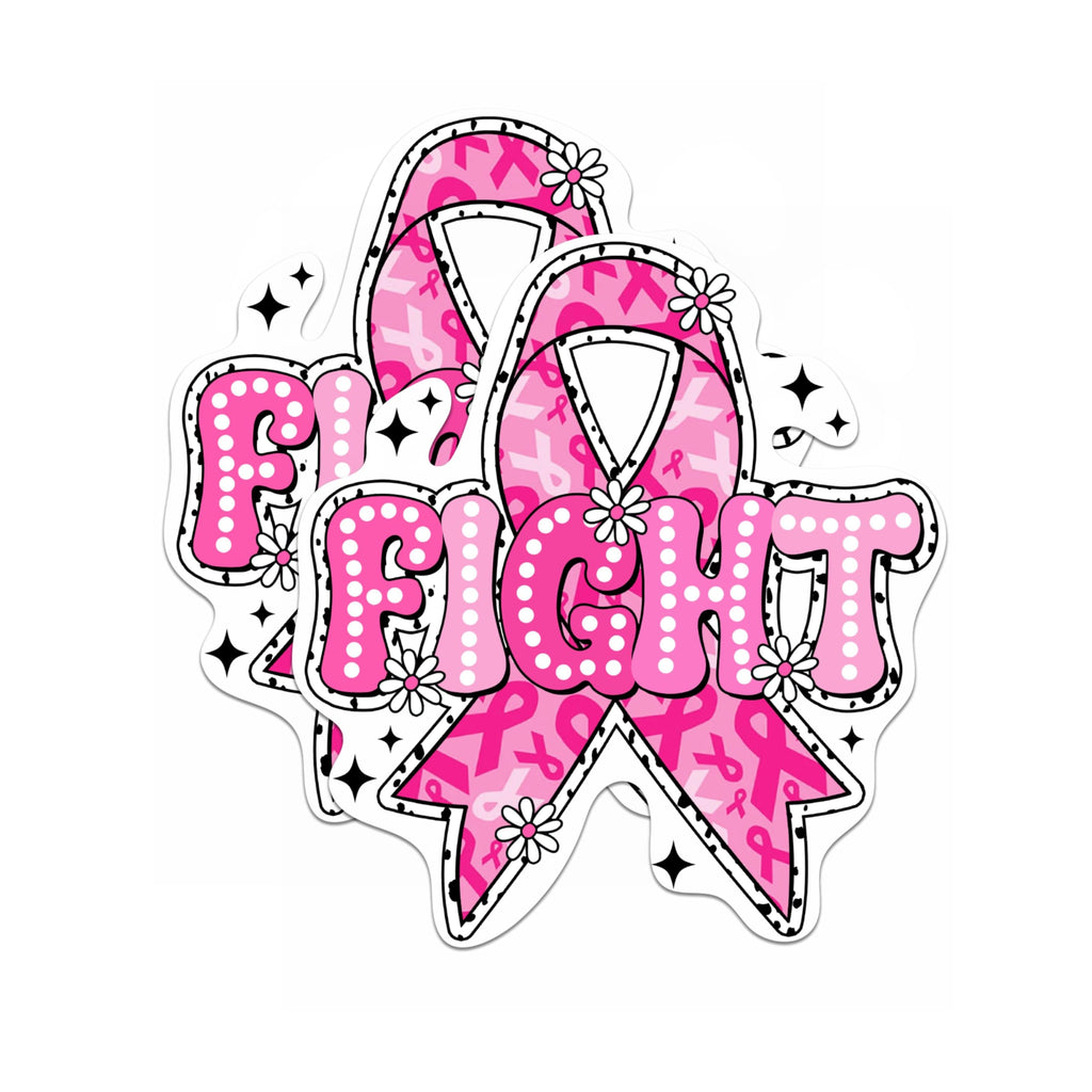(2 Pack) Fight Pink Ribbon Breast Cancer Awareness Magnets - 5 Inches On Longest Side - Premium Magnet - for Cars, Refrigerators, Toolboxes - Made in USA - MAG2100