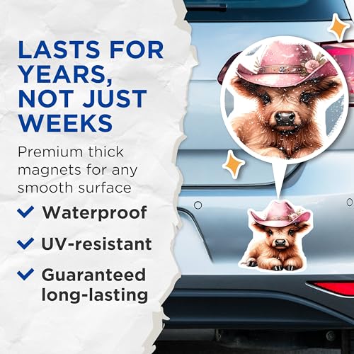 (2 Pack) Cute Cow Magnets - Adorable Animal Magnets - Farm Animal Decor Magnets for Fridge - 5" On Longest Side - for Cars, Refrigerators, Toolboxes, Lockers - Made in USA MAG3611