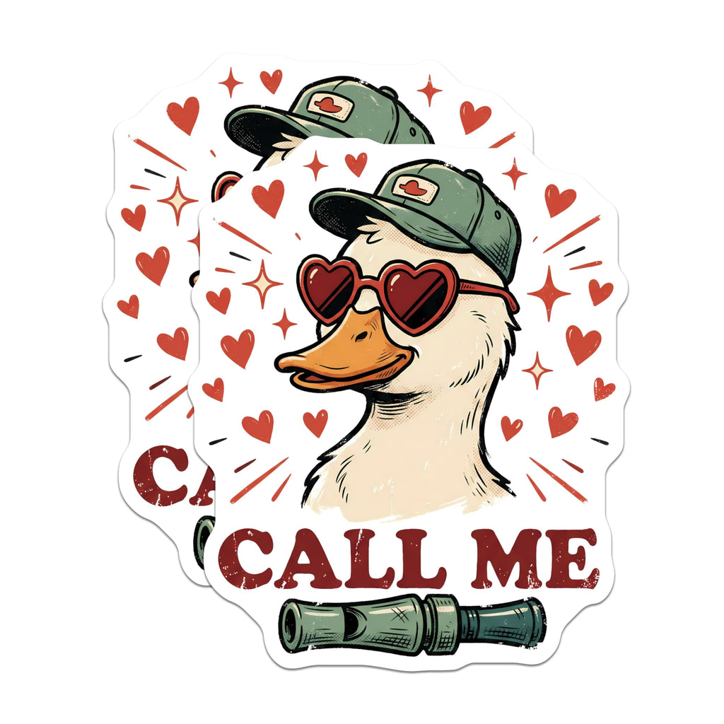 (2 Pack) Call Me Duck Magnets - Funny Duck Hunter - Heart Glasses Duck Design Magnets - 5" On Longest Side - Premium Magnet - for Cars, Refrigerators, Toolboxes, Lockers - Made in USA - MAG14513