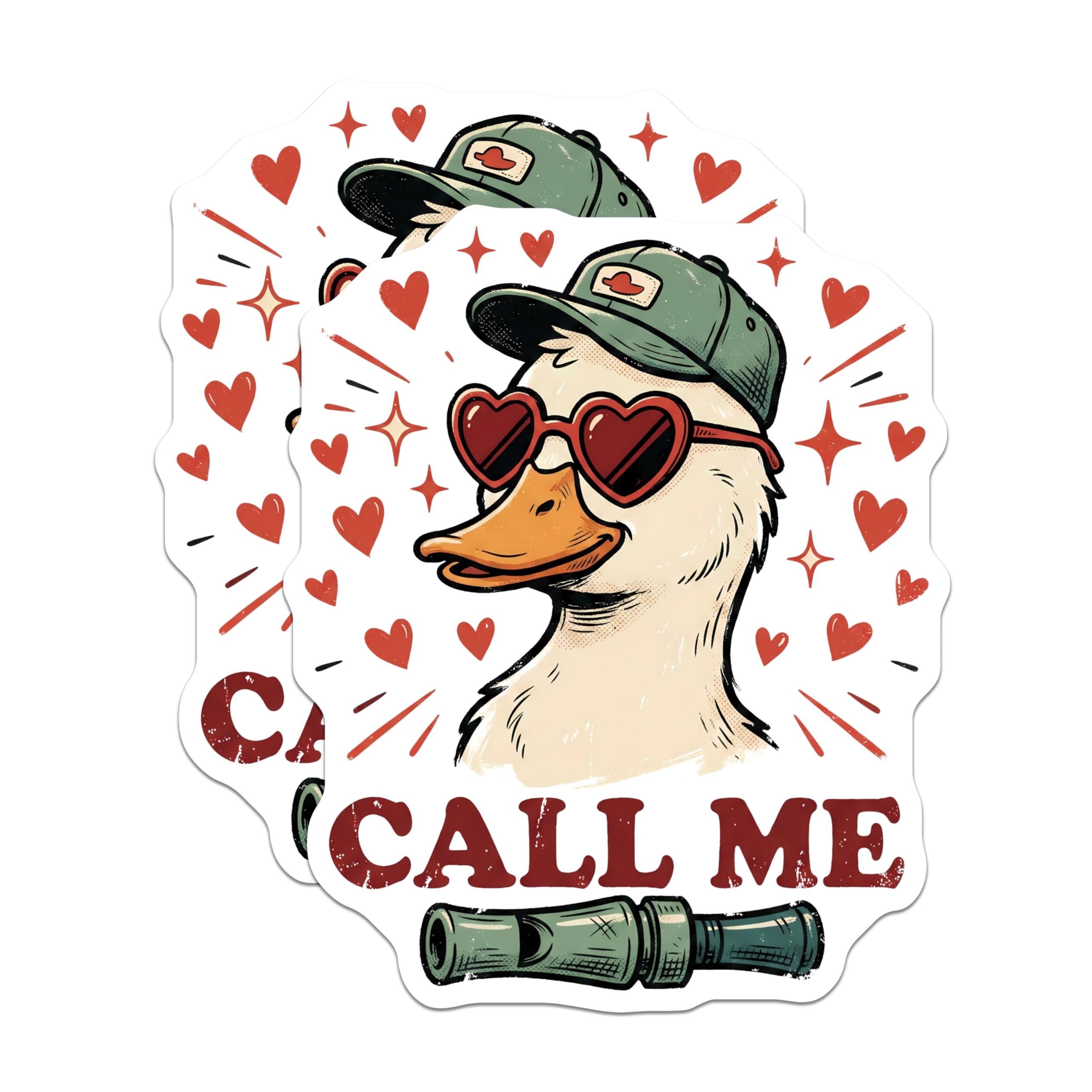 (2 Pack) Call Me Duck Magnets - Funny Duck Hunter - Heart Glasses Duck Design Magnets - 5" On Longest Side - Premium Magnet - for Cars, Refrigerators, Toolboxes, Lockers - Made in USA - MAG14513