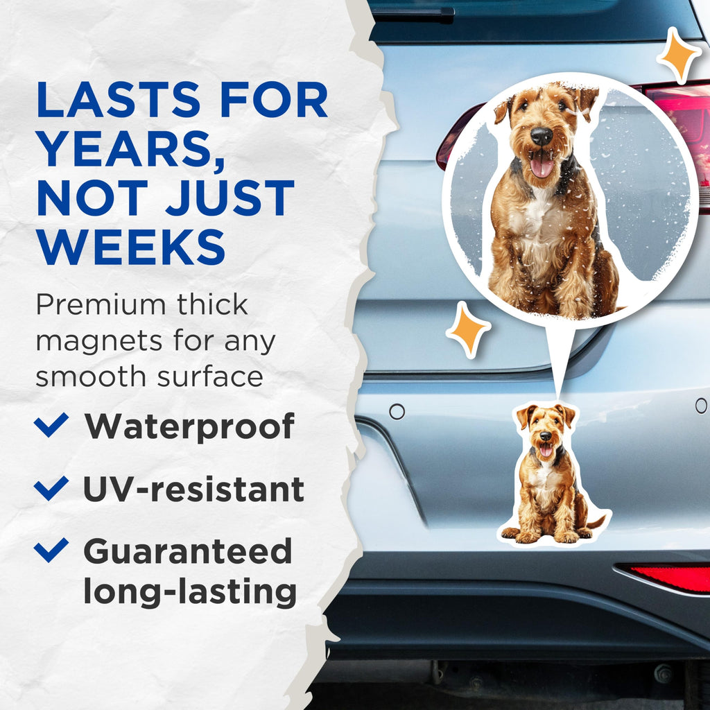(2 Pack) Airedale Terrier Magnets - Cute Dog Lover Decor - Pet Owner Fridge Accent - Animal Enthusiast Locker Magnet - 5 Inches On Longest Side - Thick Durable Magnet - Made in USA - MAG26148