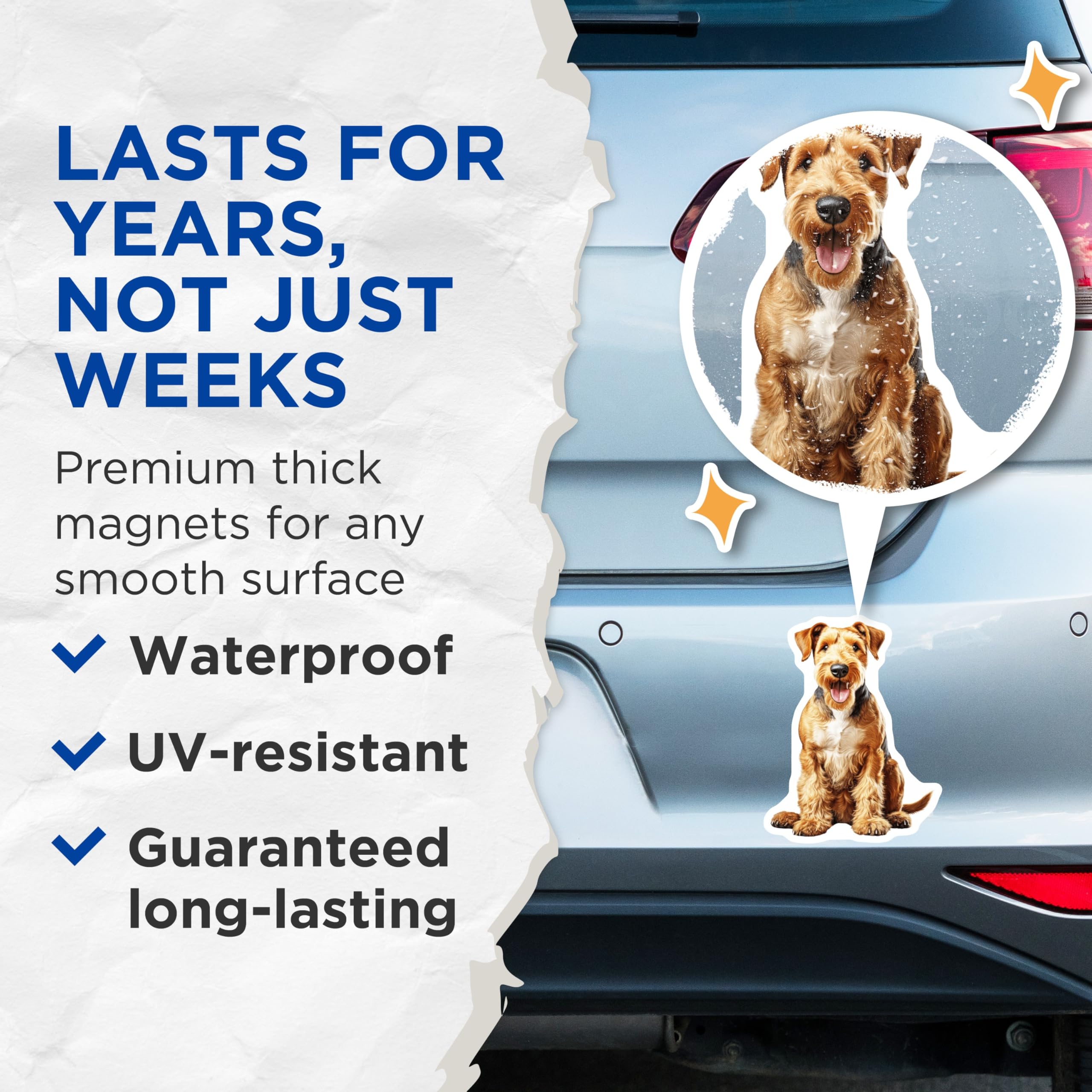 (2 Pack) Airedale Terrier Magnets - Cute Dog Lover Decor - Pet Owner Fridge Accent - Animal Enthusiast Locker Magnet - 5 Inches On Longest Side - Thick Durable Magnet - Made in USA - MAG26148